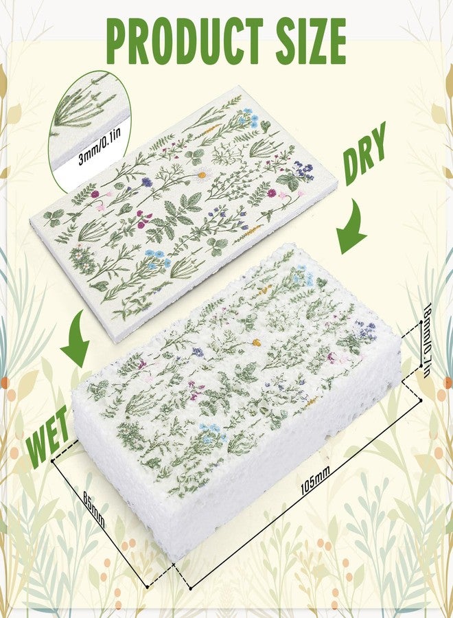 FYSUIMU 8Pcs Wildflower Kitchen Sponges Vintage Floral Pattern Water Absorbing Dish Washing Sponges Non Scratch Cleaning Scrub Sponge for Spring Home Bathroom - Image 2